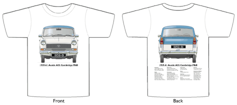 Austin A55 Cambridge MKII 1959-61 T-shirt Front & Back